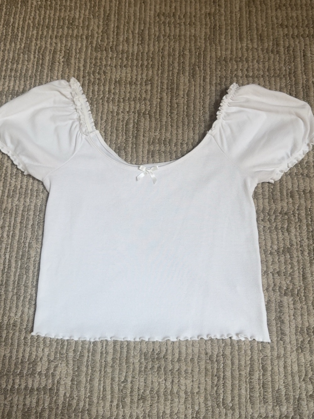 American Eagle Outfitters White Puff Sleeve Scoop Top